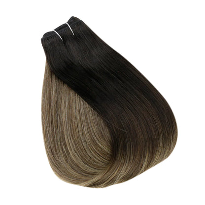 Clip In Remy Human Hair Extensions Straight Balayage Color