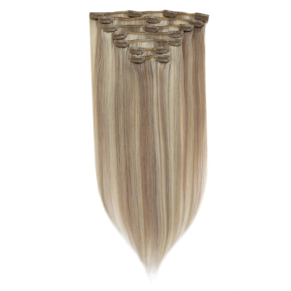 Clip In Remy Human Hair Extensions Straight Piano Color