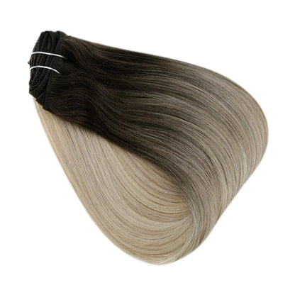 Clip In Remy Human Hair Extensions Straight Balayage Color