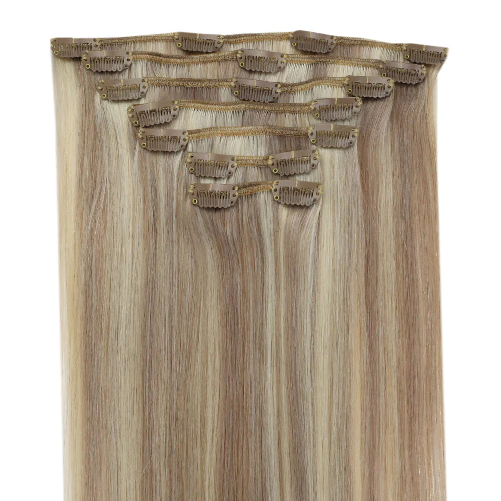 Clip In Remy Human Hair Extensions Straight Piano Color