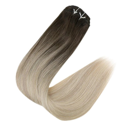 Clip In Remy Human Hair Extensions Straight Balayage Color