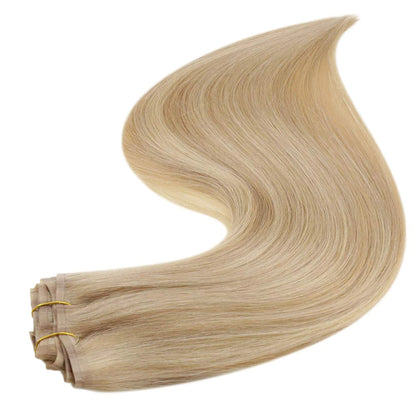 Clip In Remy Human Hair Extensions Straight Piano Color