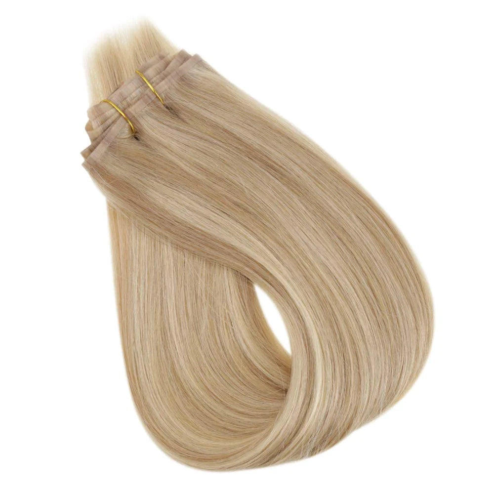 Clip In Remy Human Hair Extensions Straight Piano Color