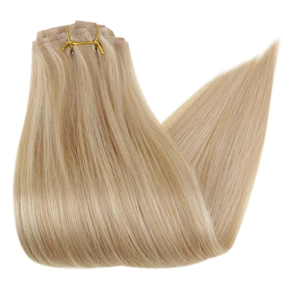 Clip In Remy Human Hair Extensions Straight Piano Color