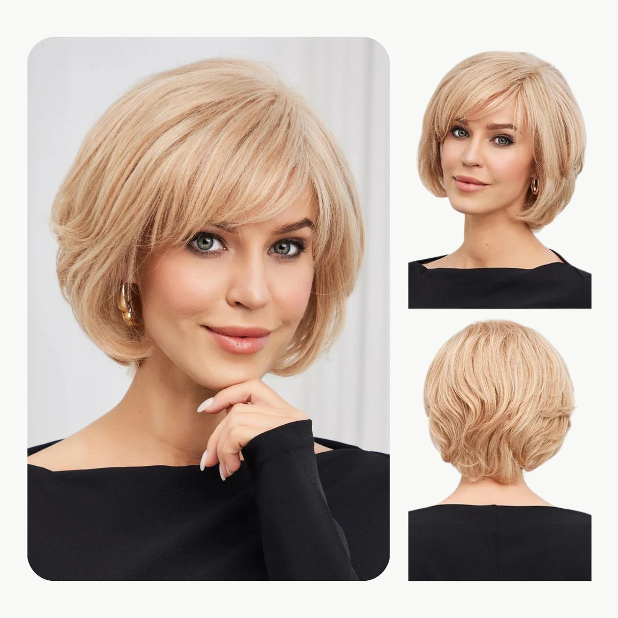 Hand-Tied Lace Front Wig Remy Human Hair Blonde Color