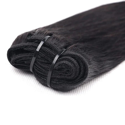 Clip In Remy Human Hair Extensions Straight Black Color