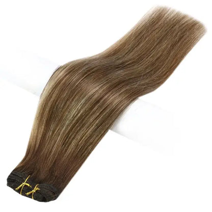 Clip In Remy Human Hair Extensions Straight Balayage Color