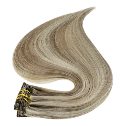 Clip In Remy Human Hair Extensions Straight Piano Color