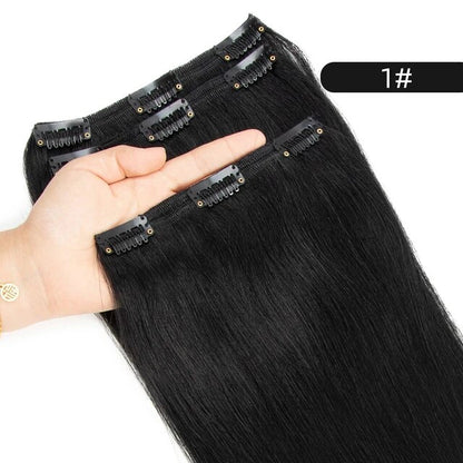 Clip In Remy Human Hair Extensions Straight Black Color