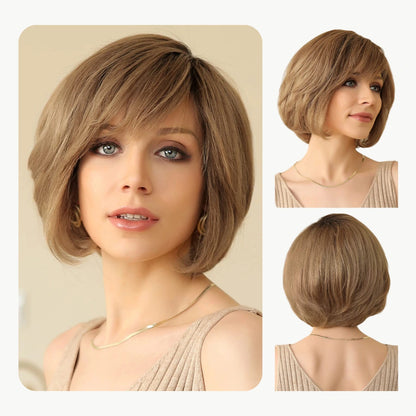 Hand-Tied Lace Front Wig Remy Human Hair Brown Color