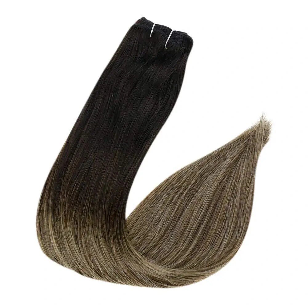 Clip In Remy Human Hair Extensions Straight Balayage Color