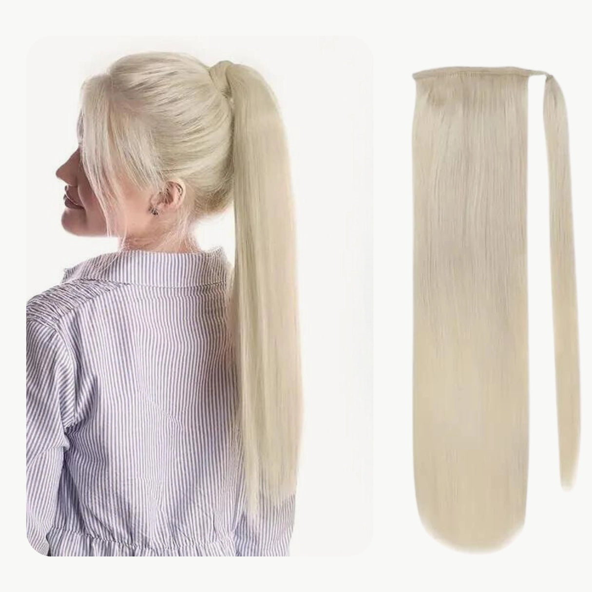 Ponytail Remy Human Hair Extensions Straight Blonde Color