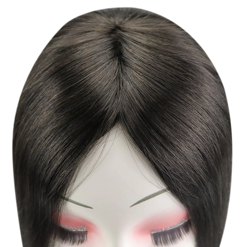 Topper Mono Base Remy Human Hair Straight Black Color