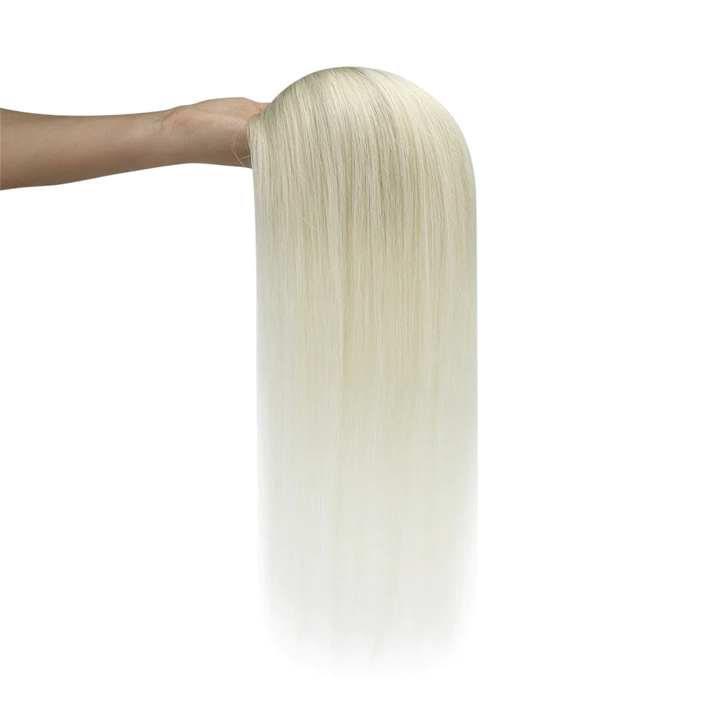 Topper Mono Base Remy Human Hair Straight Blonde Color