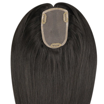 Topper Mono Base Remy Human Hair Straight Black Color