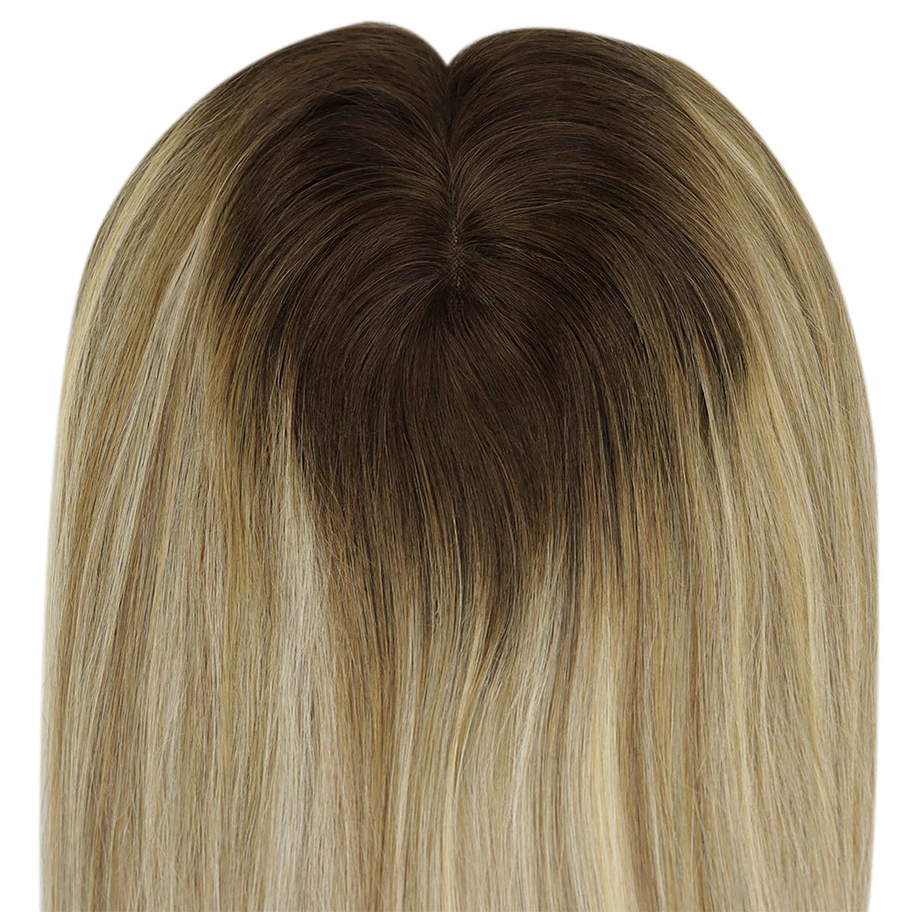 Topper Mono Base Remy Human Hair Straight Balayage Color