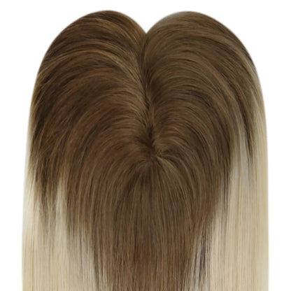 Topper Mono Base Remy Human Hair Straight Ombre Color